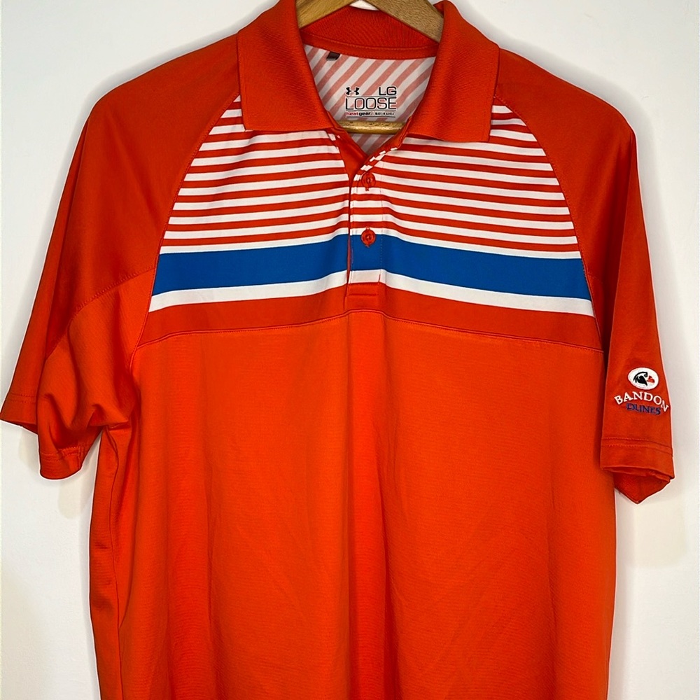 Under Armor Heat Gear Loose men’s large polo golf shirt Brandon Dunes logo